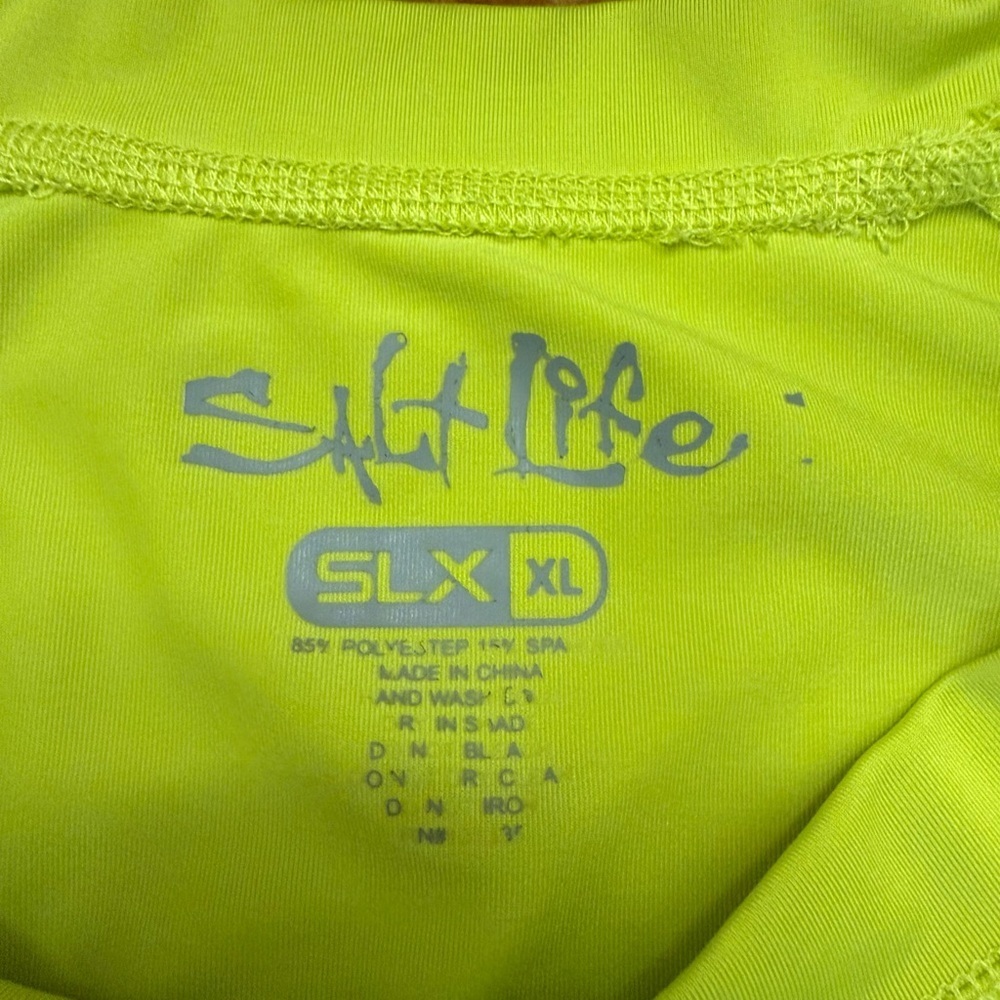 Salt Life SLX UPF 50 Men XL Neon Yellow Long Sleeve Fishing Rash Guard - Picture 5 of 9